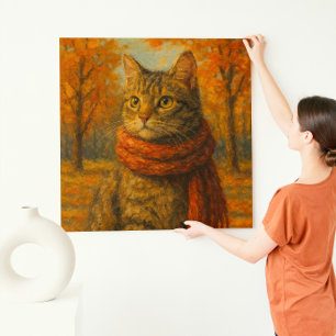 Herbst Eine gemütliche Katze im Herbst Leinwanddruck
