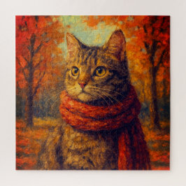Herbst Eine gemütliche Katze im Herbst Puzzle