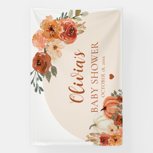 Herbst eine kleine Pumpkin Autumn Floral Baby Show Banner (Vertikal)