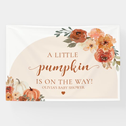 Herbst eine kleine Pumpkin Autumn Floral Baby Show Banner (Horizontal)