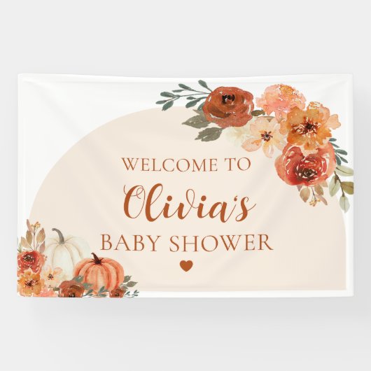 Herbst eine kleine Pumpkin Autumn Floral Baby Show Banner (Horizontal)