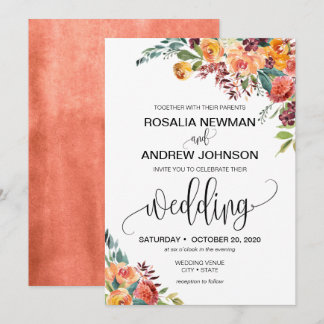 Herbst Einladung von Burgundy Orange Floral Weddin