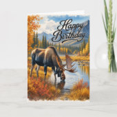 Herbst-Elch-Rustikal-Herbst-Wildtier-Geburtstag Karte (Vorderseite)