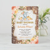 Herbst-Elefant-Babyparty-Fall-Blumenkürbis Einladung (Stehend Vorderseite)