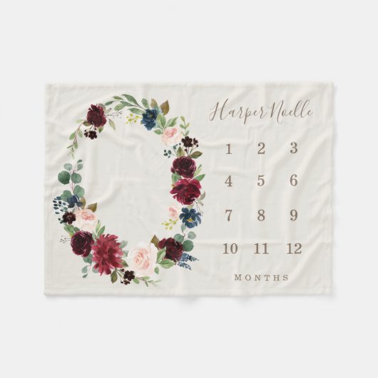 Herbst Elegance Baby Meilenstein Fleecedecke (Vorderseite (Horizontal))