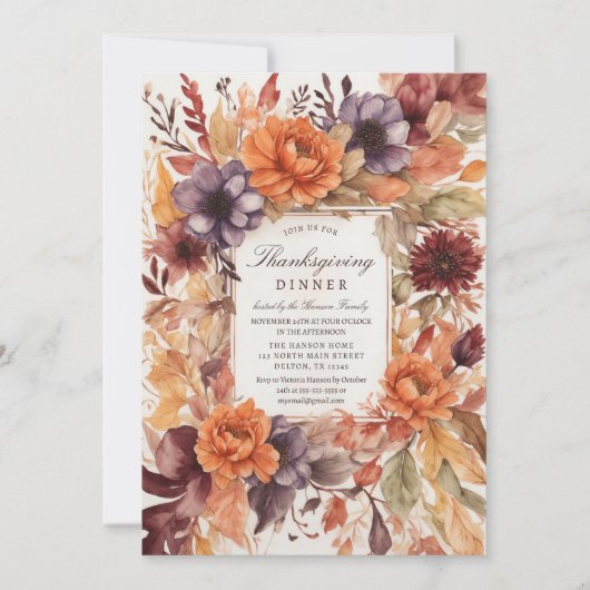Herbst Elegance Erntedank Einladung (Vorderseite)