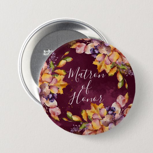Herbst Elegance Matron der Ehre Button (Vorne & Hinten)