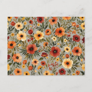 Herbst Elegance Wasserfarbene Blumen im Herbst Postkarte