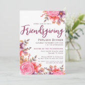 Herbst Elegant Floral Friendsgiving Potluck Abende Einladung (Stehend Vorderseite)