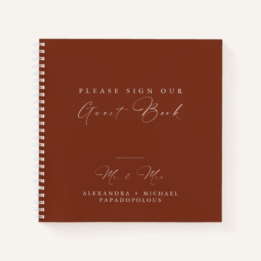 Herbst Elegant Minimal Wedding Gästebuch Notizblock (Vorderseite)
