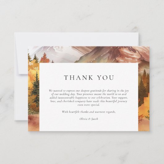 Herbst-Elegante Hochzeit Dankeskarte (Vorderseite)