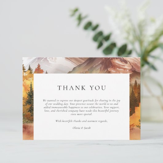 Herbst-Elegante Hochzeit Dankeskarte (Stehend Vorderseite)