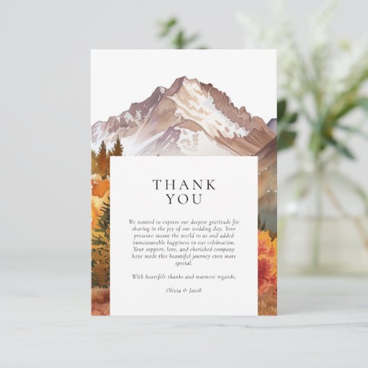 Herbst-Elegante Hochzeit Dankeskarte (Stehend Vorderseite)