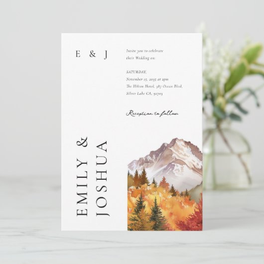 Herbst-Elegante Hochzeit Einladung (Stehend Vorderseite)