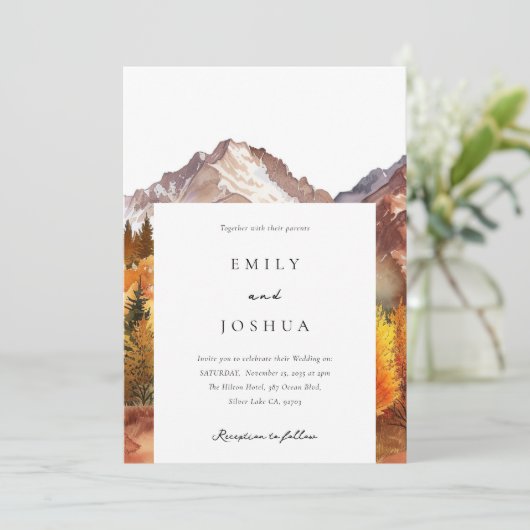 Herbst-Elegante Hochzeit Einladung (Stehend Vorderseite)