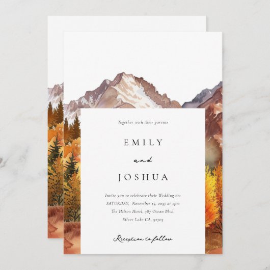 Herbst-Elegante Hochzeit Einladung (Vorne/Hinten)