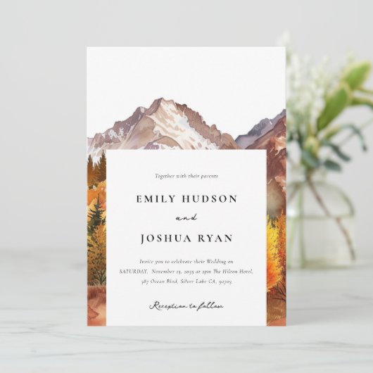 Herbst-Elegante Hochzeit Einladung (Stehend Vorderseite)