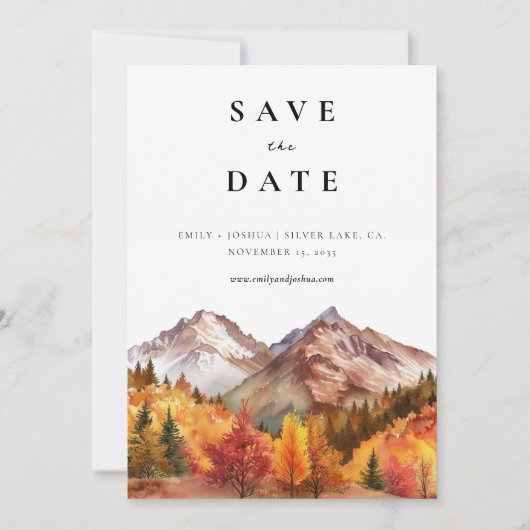 Herbst-Elegante Hochzeit Save The Date (Vorderseite)