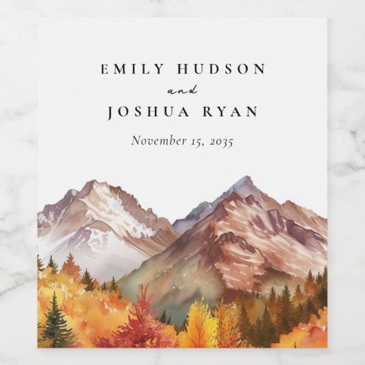 Herbst-Elegante Hochzeit Weinetikett (Einzelnes Label)