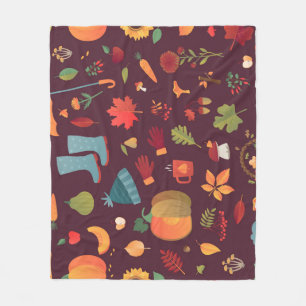 Herbst-Elemente, dunkler Hintergrund, Vintage Fleecedecke
