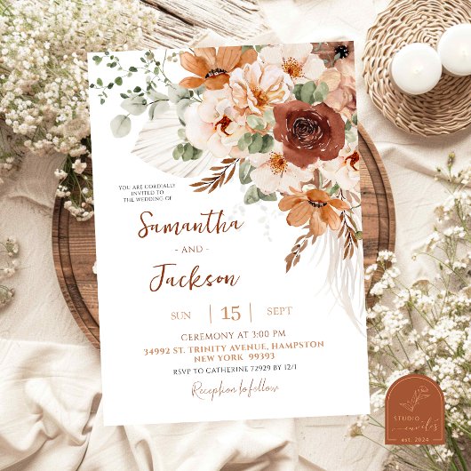 Herbst Elfenbein Boho Hochzeitseinladung Einladung