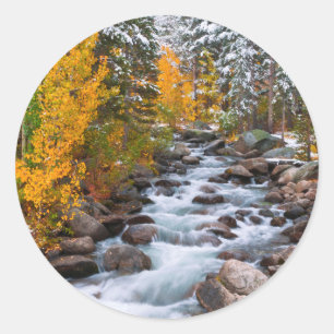 Herbst entlang Bishop Creek, Kalifornien Runder Aufkleber