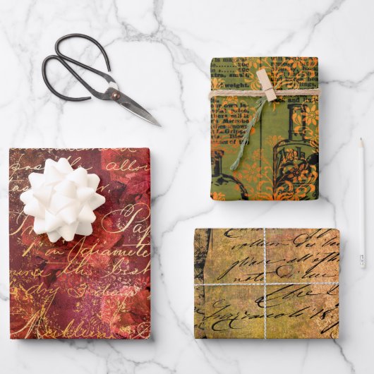 Herbst-Ephemere-Muster Geschenkpapier Set (Vorderseite)