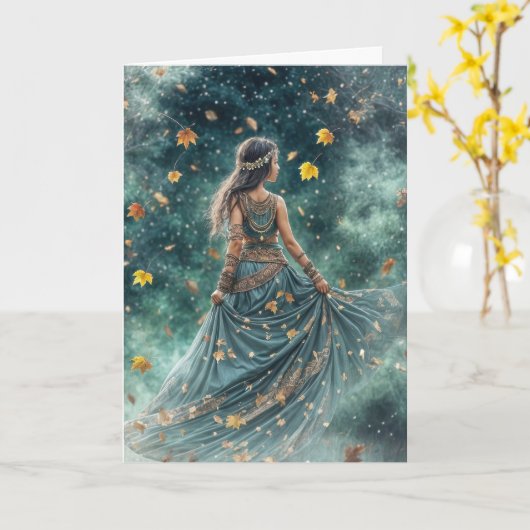 Herbst Equinox Bohemisch Inspiriertes Kind Karte (Gelbe Blume)