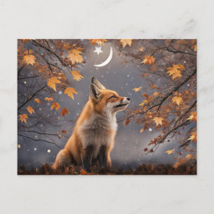 Herbst Equinox Fantasy Fox und Mond Feiertagspostkarte