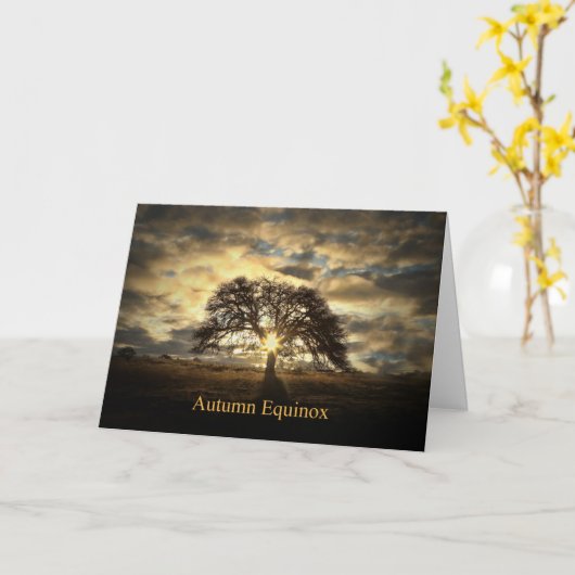 Herbst Equinox Mabon Oak Tree Sun Star Karte (Gelbe Blume)