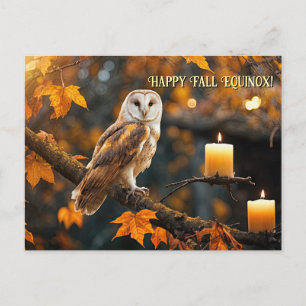Herbst Equinox Mabon Owl und Candle Feiertagspostkarte