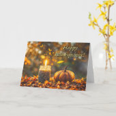 Herbst Equinox mit Mini Pumpkin Jar Candle Karte (Gelbe Blume)