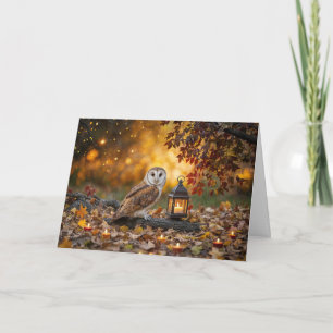 Herbst Equinox mit Owl Candles Folies Karte