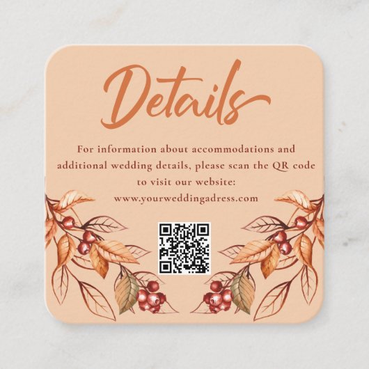 Herbst Erde Tonne Terracotta Hochzeitskarte Begleitkarte (Vorderseite)