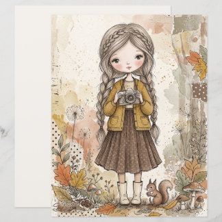 Herbst-Erinnerungen Mädchen mit Kamera Kunst Herbs