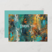 Herbst Ernte Aquamarin Rust Gold Abstrakt Danke (Vorne/Hinten)