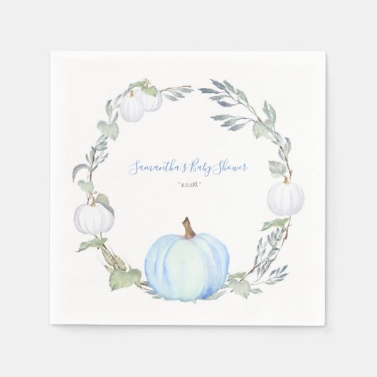Herbst Ernte Blau und Weiße Pumpkin Serviette (Vorderseite)
