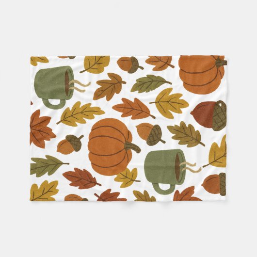 Herbst Ernte Cosy Muster Fleecedecke (Vorderseite (Horizontal))