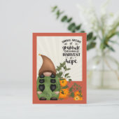 Herbst Ernte Dankbarkeit Gnome Postkarte (Stehend Vorderseite)
