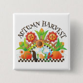 Herbst Ernte Folklore Art Pumpkin und Sonnenblumen Button (Vorderseite)