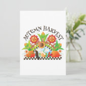 Herbst Ernte Folklore Art Pumpkin und Sonnenblumen Einladung (Stehend Vorderseite)