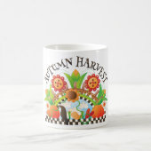 Herbst Ernte Folklore Art Pumpkin und Sonnenblumen Kaffeetasse (Mittel)