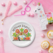 Herbst Ernte Folklore Art Pumpkin und Sonnenblumen Pappteller (Party)