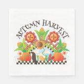 Herbst Ernte Folklore Art Pumpkin und Sonnenblumen Serviette (Vorderseite)