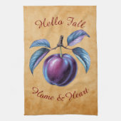 Herbst Ernte Fruchtkunst mit eigenem Text Geschirrtuch (Vertikal)