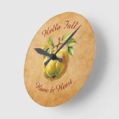 Herbst Ernte Fruchtkunst mit eigenem Text Runde Wanduhr (Winkel)