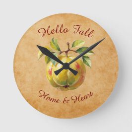 Herbst Ernte Fruchtkunst mit eigenem Text Runde Wanduhr