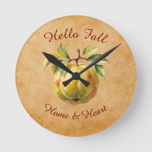 Herbst Ernte Fruchtkunst mit eigenem Text Runde Wanduhr (Vorderseite)