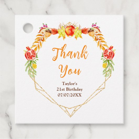 Herbst Ernte Geburtstagsparty Danke Geschenkanhänger (Vorderseite)