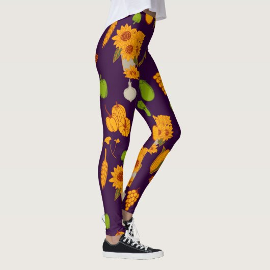 Herbst Ernte gesunder Veggie und Obst Leggings (Rechts)